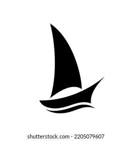 Sailboat black icon. Simple vector glyph. Isolated element on white background. Best for web, print, logo creating and branding design.