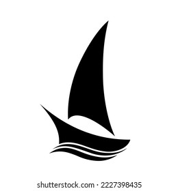 Sailboat black icon. Simple vector glyph. Isolated element on white background. Best for web, print, logo creating and branding design.