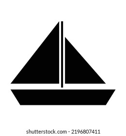 Sailboat black icon. Suitable for website, content design, poster, banner, or video editing needs