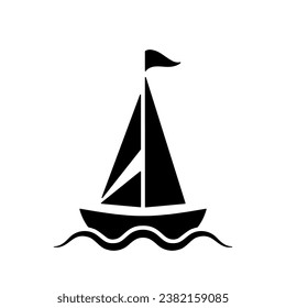 Sailboat black icon. Vector glyph isolated on white background.