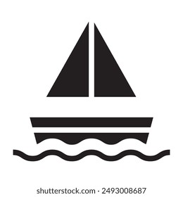 Sailboat black icon. vector illustration.