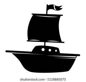 sailboat black silhouette vector illustration