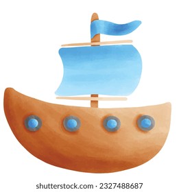 Sailboat, boat, ship, isolated vector illustration.