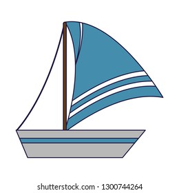 Sailboat boat symbol isolated blue lines