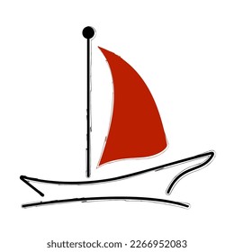 sailboat brush isolated on white background, vector illustration.