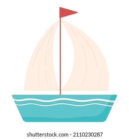 sailboat cartoon icon vector flat
