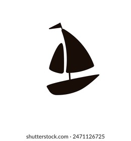 Sailboat cartoon silhouette icon. Clipart image isolated on white background