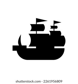 Sailboat Cartoon  silhouette icon illustration template for many purpose. Isolated on white background	