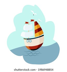 Sailboat clipart. Flat style illustration