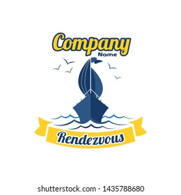 Sailboat company vector logo editable