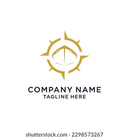 sailboat and compass logo vector
