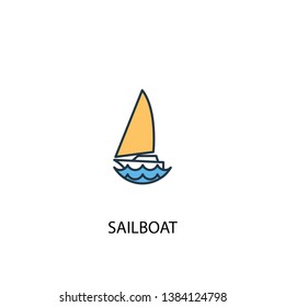 sailboat concept 2 colored line icon. Simple yellow and blue element illustration. sailboat concept outline symbol design