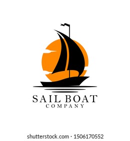 Sailboat concept stroke symbol Logo design graphic elements vector illustration download