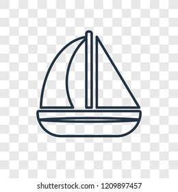 Sailboat concept vector linear icon isolated on transparent background, Sailboat concept transparency concept in outline style