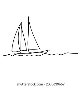sailboat continuous line vector design
