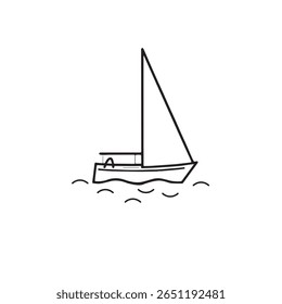 sailboat continuous line vector design