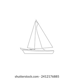 Sailboat  continuous one line drawing outline vector illustration