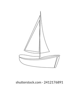 Sailboat  continuous one line drawing outline vector illustration