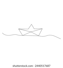 Sailboat  continuous one line drawing outline vector illustration

