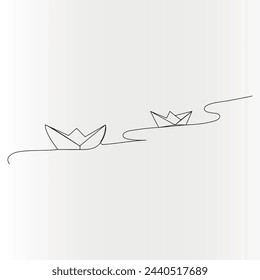 Sailboat  continuous one line drawing outline vector illustration

