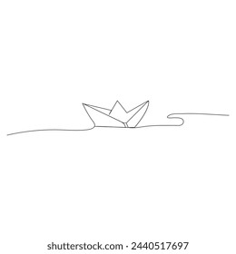 Sailboat  continuous one line drawing outline vector illustration

