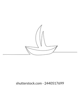 Sailboat  continuous one line drawing outline vector illustration

