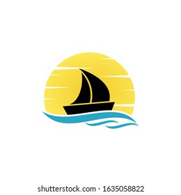 A sailboat design logo vector