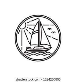 sailboat design outline simple monoline sailboat isolated on white background