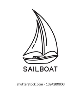 sailboat design outline simple monoline sailboat isolated on white background