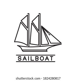 sailboat design outline simple monoline sailboat isolated on white background
