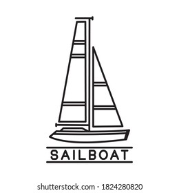 sailboat design outline simple monoline sailboat isolated on white background