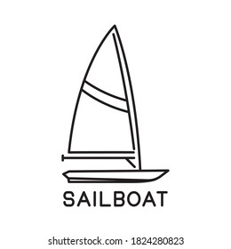 sailboat design outline simple monoline sailboat isolated on white background