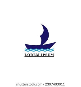 sailboat design in sea, simple icon vector flat design