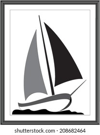 sailboat (design with simple lines in a frame)