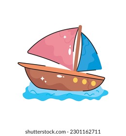 Sailboat  doodle filled outline vector icon. EPS 10 file