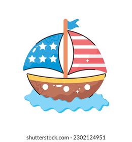 Sailboat  doodle vector filled outline icon. EPS 10 file