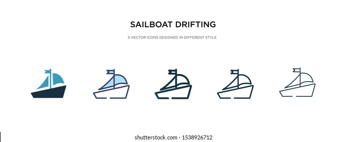 sailboat drifting icon in different style vector illustration. two colored and black sailboat drifting vector icons designed in filled, outline, line and stroke style can be used for web, mobile, ui