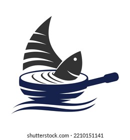 logotipo del restaurante de pescado en velero Icono Ilustración Marca Identidad
