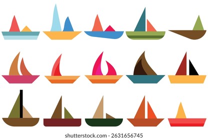 Sailboat and Fishing Boat Icon Set – Vector Silhouette and Logo Collection