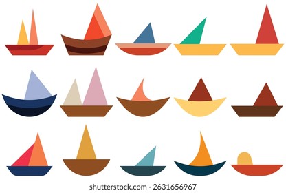 Sailboat and Fishing Boat Icon Set – Vector Silhouette and Logo Collection
