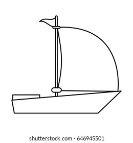 sailboat with flag icon image 