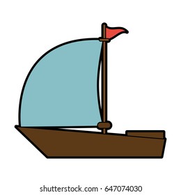 sailboat with flag icon image 