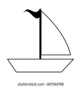 sailboat with flag icon image 