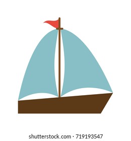 sailboat with flag icon image 