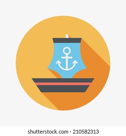 Sailboat flat icon with long shadow