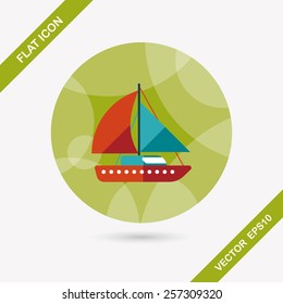 Sailboat flat icon with long shadow