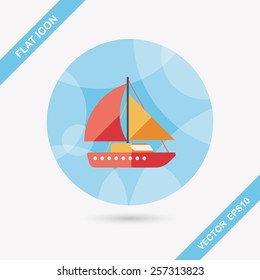 Sailboat flat icon with long shadow