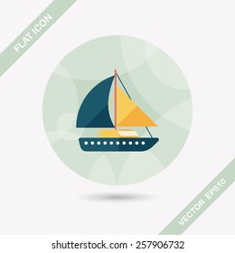 Sailboat flat icon with long shadow