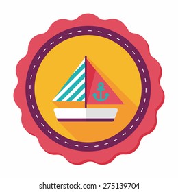 Sailboat flat icon with long shadow