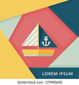 Sailboat flat icon with long shadow